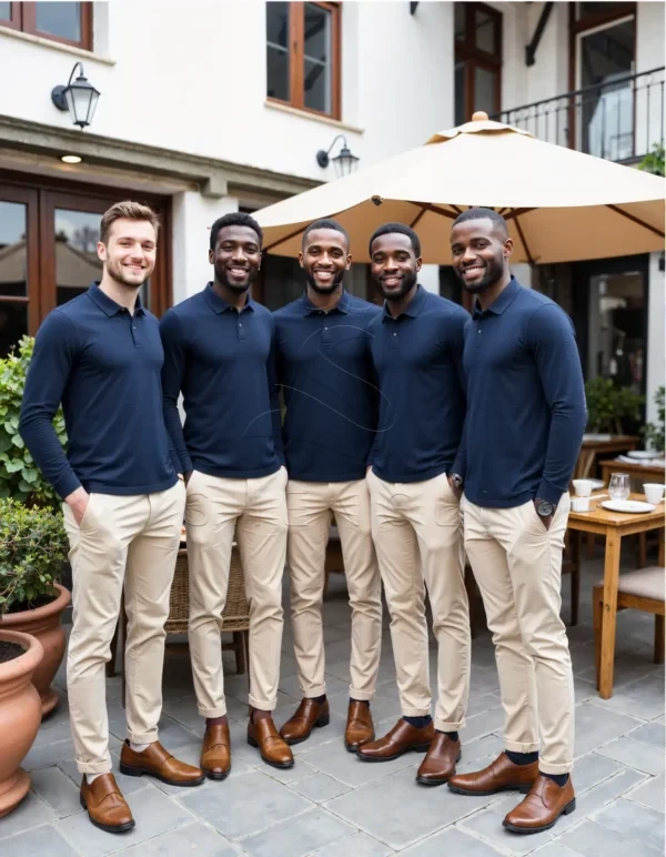 Dark Blue Long Sleeve Polo Shirt | Custom Corporate Polo | 100% Cotton Business Casual Wear