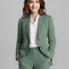 Name_flux_00001_thyeh_1758352130 Custom Women's Sage Green Suit Blazer & Trousers Set | Luxury Wool Blend OEM