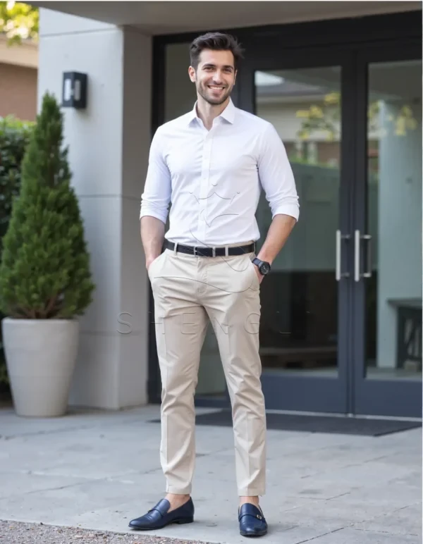 Premium Non-Iron White Dress Shirt | Trim Fit 100% Cotton | Custom OEM Service for Corporate