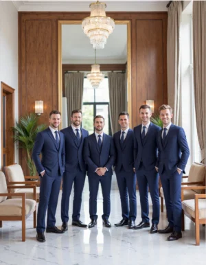 Name_flux_00001_tvebo_1758379631 Performance Panama Wool Blend Navy Suit Jacket | Custom OEM Business Blazers