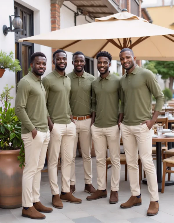 Custom Medium Green Long Sleeve Polo Shirt | 100% Cotton Slim Fit | OEM Embroidery Available