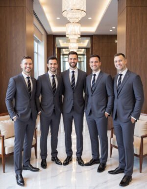 Name_flux_00002_cojrc_1758382635 Custom Tailored Grey Twill Suit Jacket Wool Blend Blazer for Men Bulk Orders