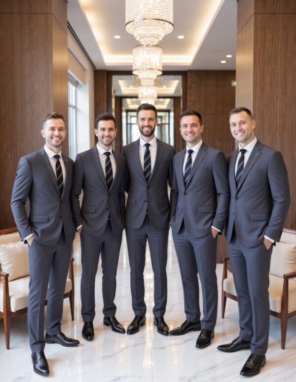 Name_flux_00002_cojrc_1758382635 Custom Tailored Grey Twill Suit Jacket Wool Blend Blazer for Men Bulk Orders