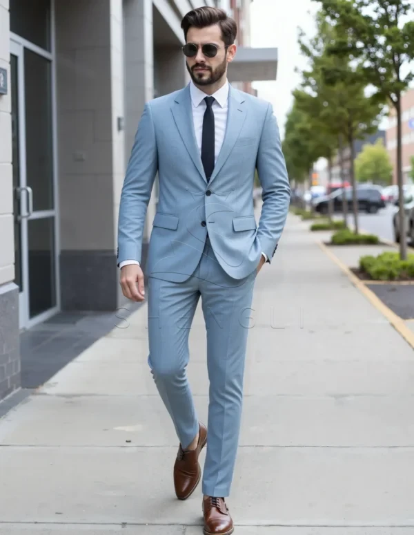 Light Blue Havana Suit | Italian Tropical Wool | Custom Tailored Business Suit
