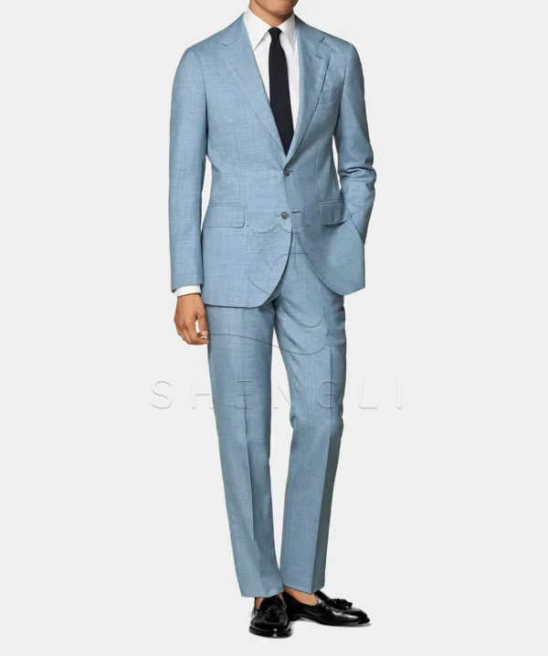 Light Blue Havana Suit | Italian Tropical Wool | Custom Tailored Business Suit