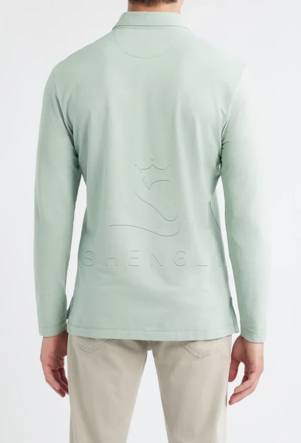 Meadow Green Idris Long Sleeve Polo Shirt | Premium Pima Cotton Blend | Custom OEM Service