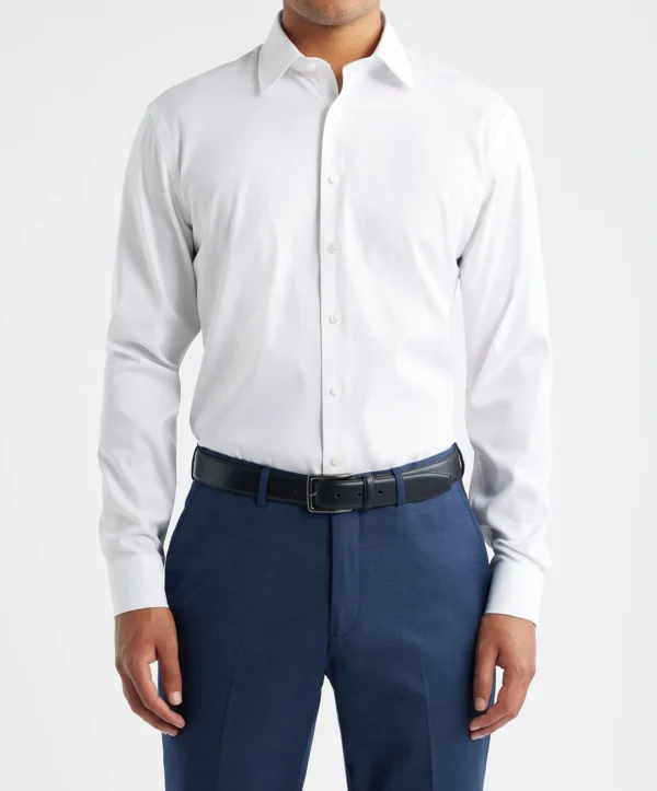 c4568a89-068f-4bb2-8d7d-286636dae5c3 Custom White Performance Dress Shirt | Classic Trim Fit | Moisture-Wicking Business Shirt