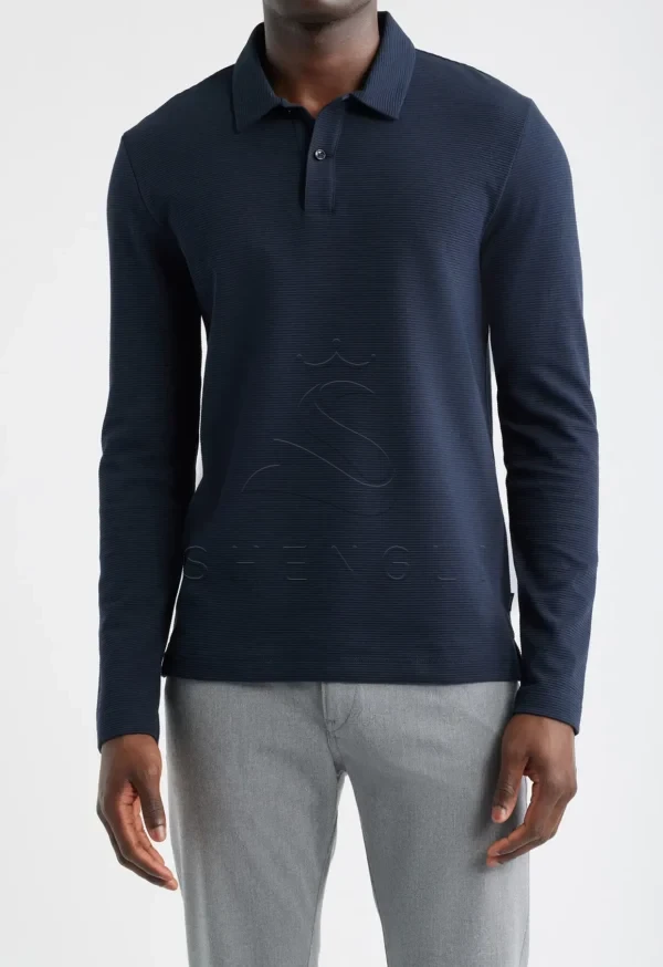 Dark Blue Long Sleeve Polo Shirt | Custom Corporate Polo | 100% Cotton Business Casual Wear