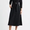 Custom Black Belted Midi Shirtdress | Professional Women's Dress | OEM Manufacturing Available