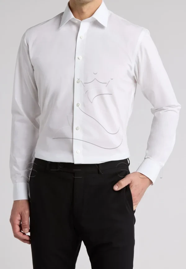 Premium Non-Iron White Dress Shirt | Trim Fit 100% Cotton | Custom OEM Service for Corporate
