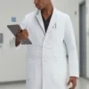 flux_00001_puhlt_1758864486 Eco-Friendly Lab Coat for Professionals | Recycled Polyester with Multiple Pockets | Custom OEM Manufacturing