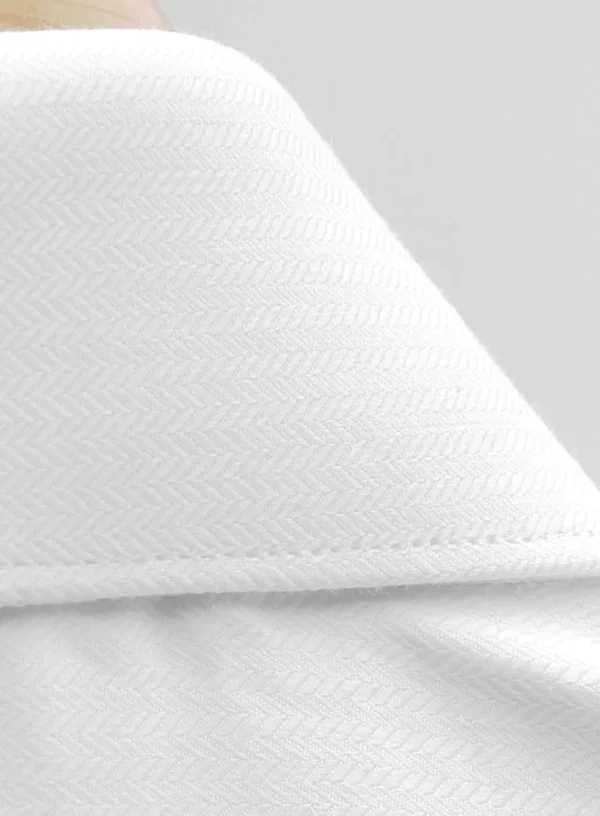 Custom White Herringbone Cotton Shirt | Premium Business Formal Wear | Bulk Order Discount
