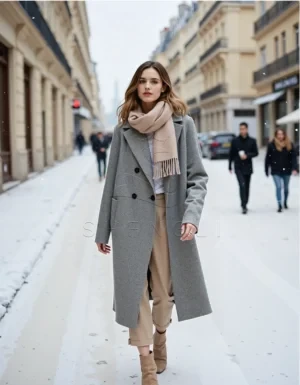 ComfyUI_00001_lgopy_1760688330 Elegant Double-Breasted Wool Coat: Timeless Outerwear for Professional Women