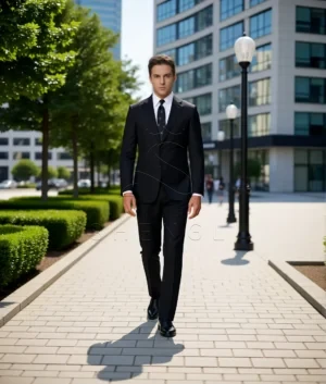 ComfyUI_00007_dtnos_1761213741 Navy Blue Havana Suit Jacket | Premium S120 Wool Flannel | Bespoke Tailoring Services