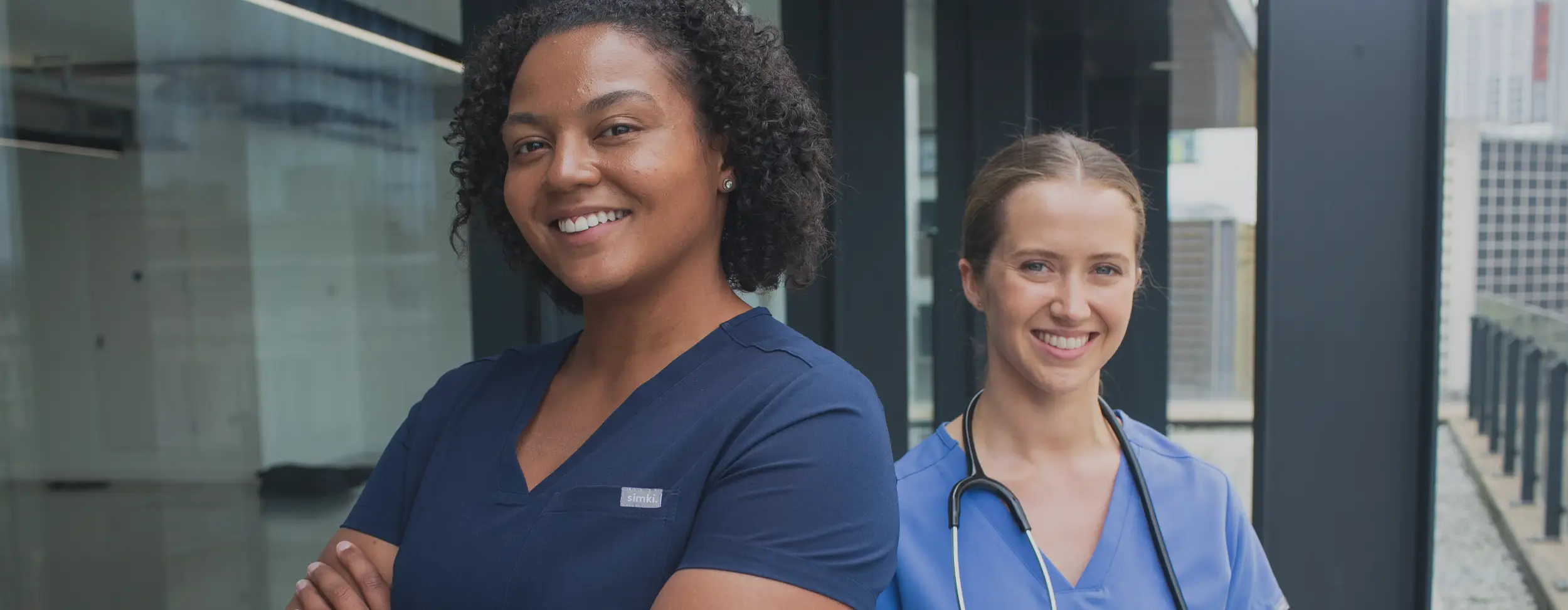 DM_20250927184706_001 TENCEL™ Healthcare Scrub Top | Stone Blue Antimicrobial V-Neck | Custom Hospital Uniform