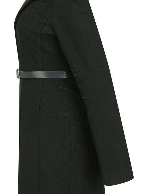 Contemporary Peak Lapel Dress with Asymmetric Hem | Custom Corporate Dress Collection | OEM Manufacturing(BLACK)