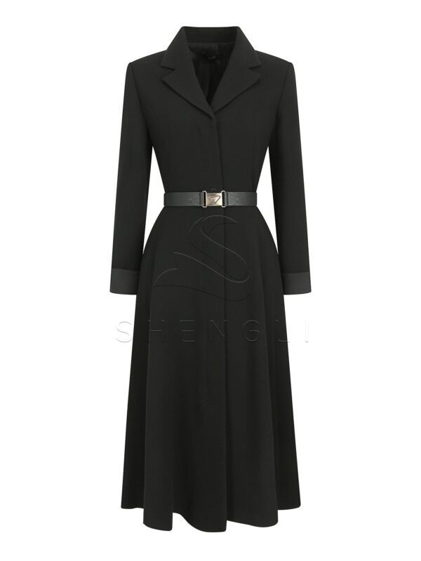 Sophisticated Flared Wool Dress with Open Collar | Custom OEM Manufacturing for Corporate & Hospitality