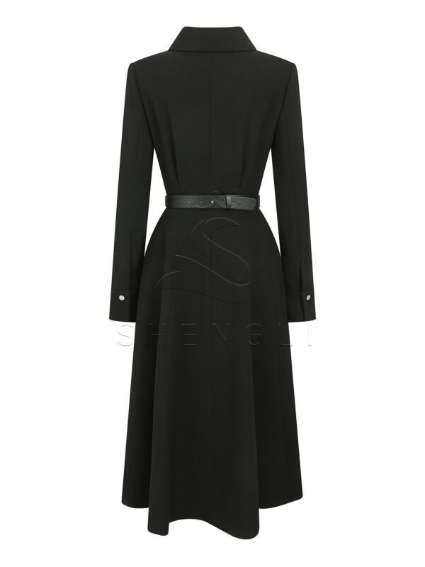 Sophisticated Flared Wool Dress with Open Collar | Custom OEM Manufacturing for Corporate & Hospitality