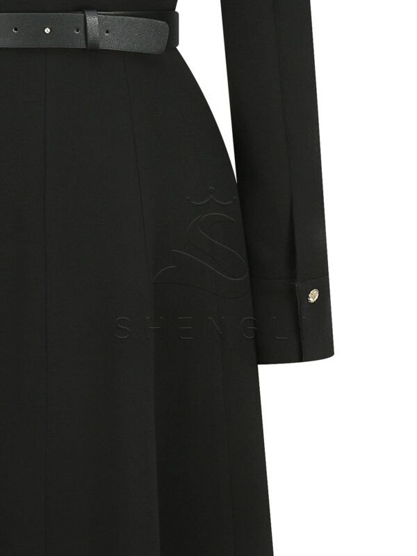 Sophisticated Flared Wool Dress with Open Collar | Custom OEM Manufacturing for Corporate & Hospitality