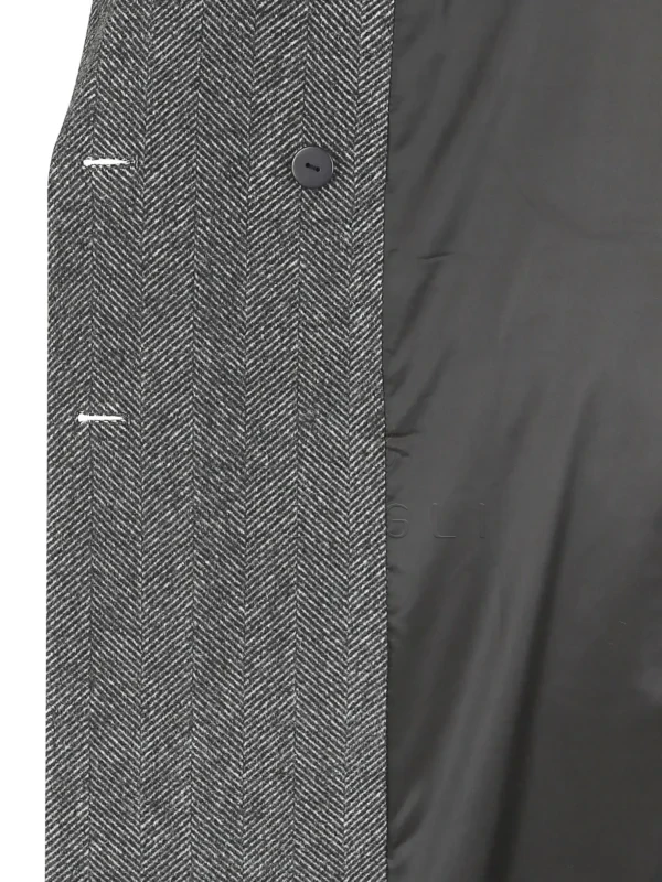 Elegant Double-Breasted Cashmere-Blend Overcoat for Women | Deep Grey Herringbone | Custom OEM Manufacturing