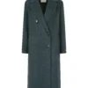 Elegant Women's Double-Breasted Long Coat in Botanical Green | Premium Wool Blend | Custom Tailoring