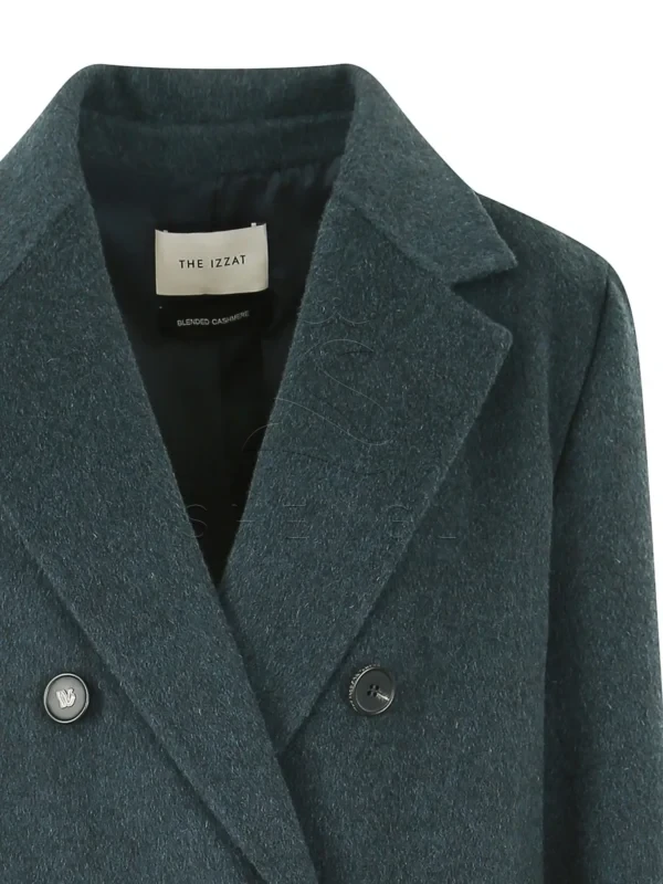 Elegant Women's Double-Breasted Long Coat in Botanical Green | Premium Wool Blend | Custom Tailoring