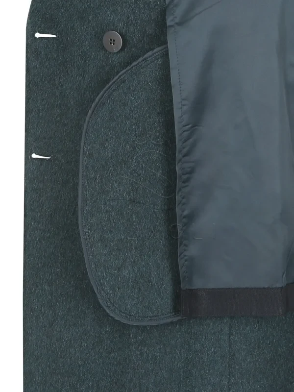 Elegant Women's Double-Breasted Long Coat in Botanical Green | Premium Wool Blend | Custom Tailoring