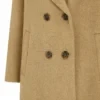 Ladies' Camel Double-Breasted Wool Blend Trench Coat | Relaxed Fit Longline Overcoat