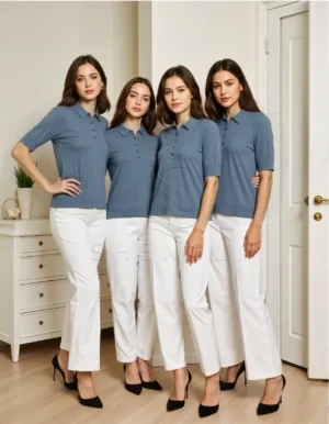 Name_flux_00001_ghsad_1760955185 Luxury Virgin Wool Polo Knit for Women | Bespoke Embroidery Ready | Corporate Fashion