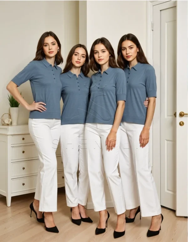 Luxury Virgin Wool Polo Knit for Women | Bespoke Embroidery Ready | Corporate Fashion