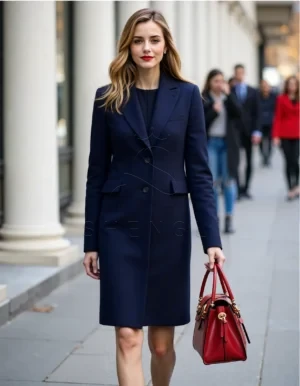 Name_flux_00001_gpclx_1760694153 Elevate Outerwear Collections with Italian Cashmere: Women's Navy Single-Breasted Coat