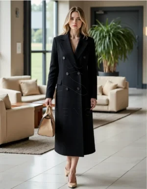 Name_flux_00001_icfrq_1760689528 Luxury Women's Black Cashmere Blend Double-Layer Coat | Custom Tailored Winter Wear