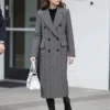 Elegant Double-Breasted Cashmere-Blend Overcoat for Women | Deep Grey Herringbone | Custom OEM Manufacturing