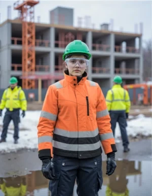 Women's Performance Winter Work Jacket with 37.5® Technology | CE Certified High-Visibility Safety Wear-orange\Black