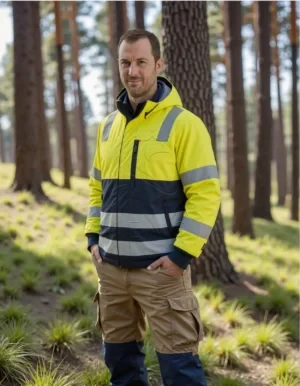 Arc & Flame Resistant High-Visibility Insulated Jacket | Level 3 Protection | Custom Industrial Workwear-Yellow-Navy