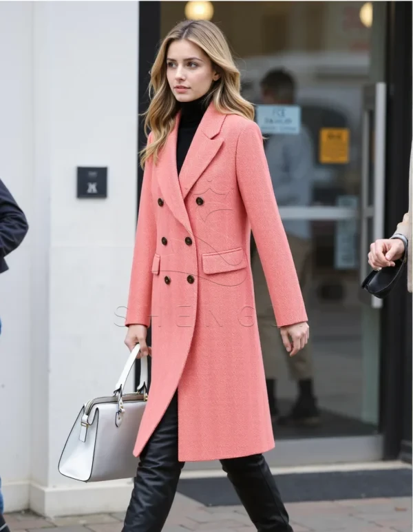 Name_flux_00001_xdvfm_1760673166 Herringbone Cashmere Blend Long Coat in Blush Pink | Custom Luxury Outerwear Manufacturing