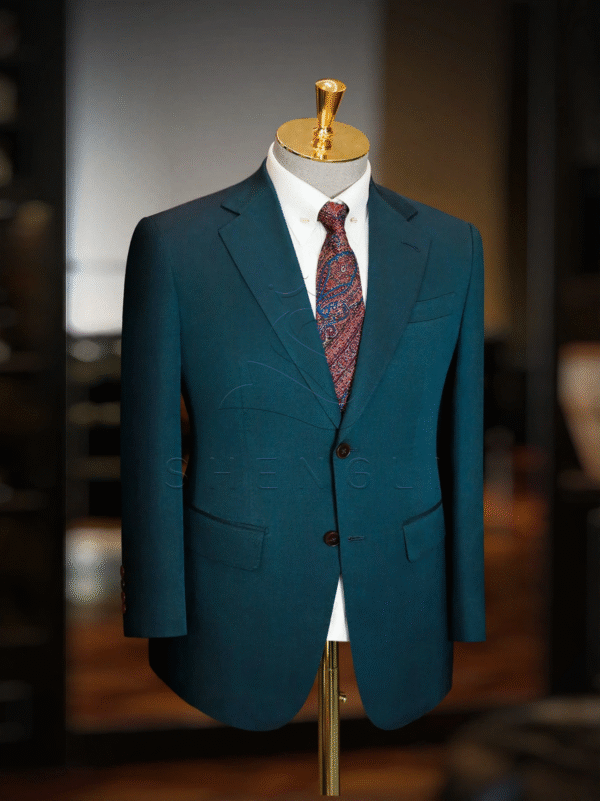 Eco-Luxury Silk Suit in Zegna Teal | Bespoke Business Attire | Sustainable Elegance