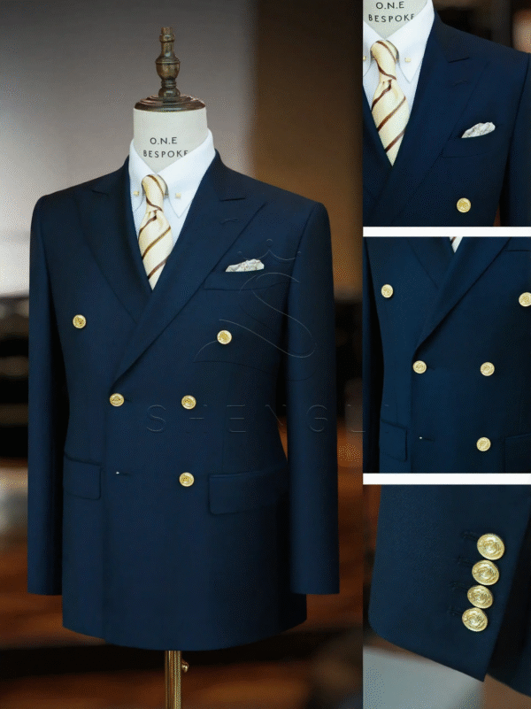 Bespoke Navy Blazer with Metallic Buttons | Next-Generation Professional Attire | OEM Manufacturing Solutions