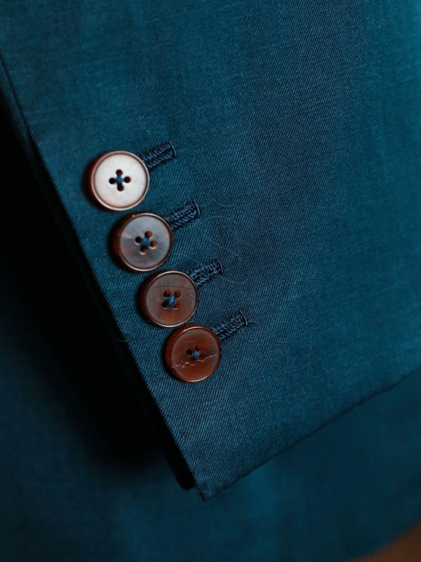 Eco-Luxury Silk Suit in Zegna Teal | Bespoke Business Attire | Sustainable Elegance