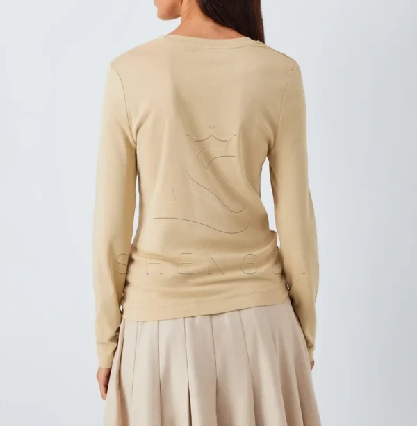 DM_20251120092112_003 Organic Crew Neck Long Sleeve Tee in Sand | GOTS Certified Custom Tee Manufacturer