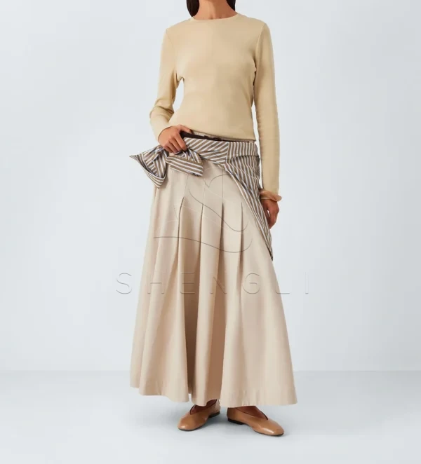 DM_20251120092112_004 Organic Crew Neck Long Sleeve Tee in Sand | GOTS Certified Custom Tee Manufacturer