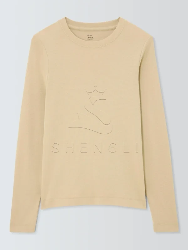 DM_20251120092112_005 Organic Crew Neck Long Sleeve Tee in Sand | GOTS Certified Custom Tee Manufacturer