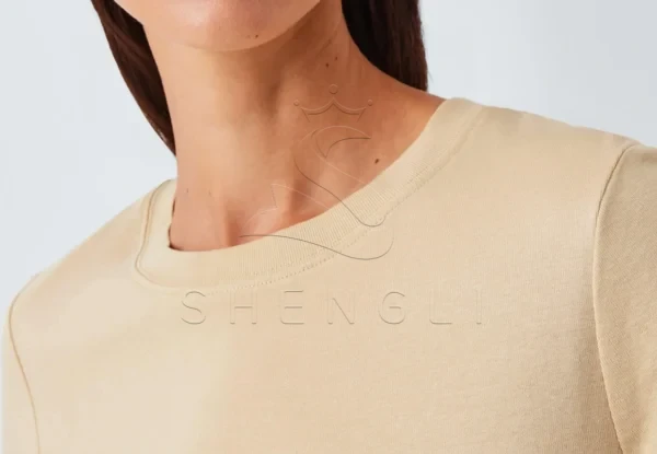 DM_20251120092112_006 Organic Crew Neck Long Sleeve Tee in Sand | GOTS Certified Custom Tee Manufacturer