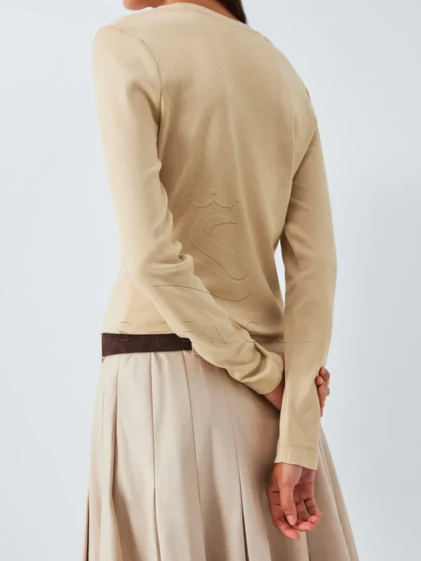 DM_20251120092112_007 Organic Crew Neck Long Sleeve Tee in Sand | GOTS Certified Custom Tee Manufacturer