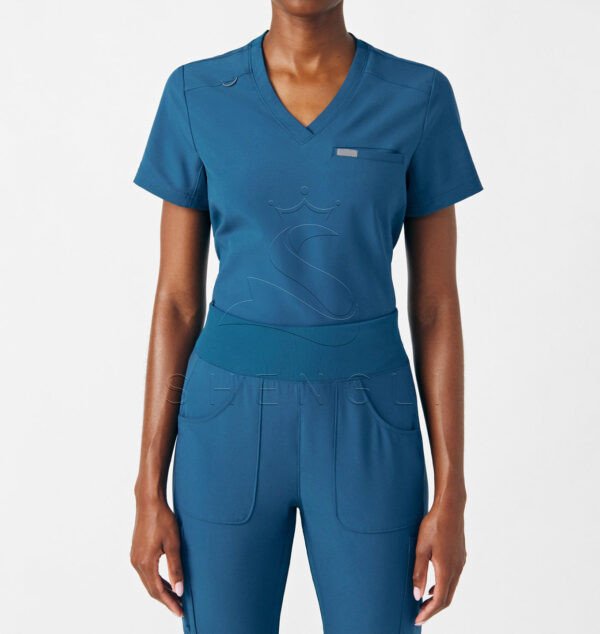 Medical Professional V-Neck Top with Dual Pockets | Moisture-Wicking Stretch Fabric | Healthcare Uniform Solutions