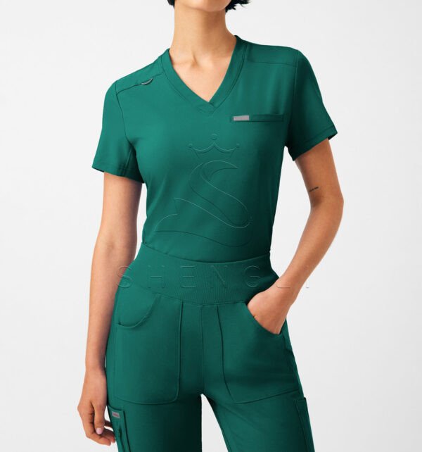 LT101-HUNT-M_01 Functional Healthcare Top with Dual Front Pockets | Women's Medical Uniform | Moisture-Wicking Fabric