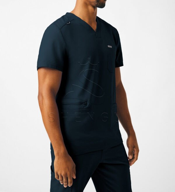 Modern V-Neck Medical Top with Four-Pocket Design | Eco-Friendly Hospital Wear