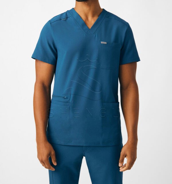 LT110-CARB-M_03 Premium V-Neck Medical Top | 4-Pocket Healthcare Uniform | Moisture-Wicking & Eco-Conscious