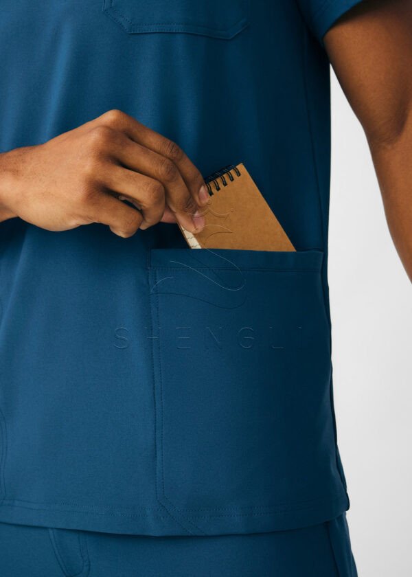 LT110-CARB-M_04 Premium V-Neck Medical Top | 4-Pocket Healthcare Uniform | Moisture-Wicking & Eco-Conscious