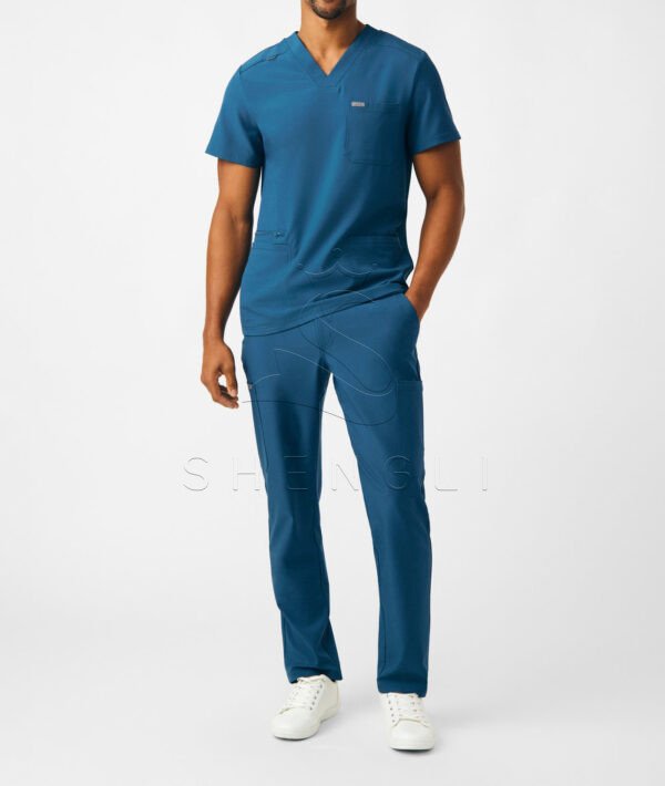 LT110-CARB-M_06 Premium V-Neck Medical Top | 4-Pocket Healthcare Uniform | Moisture-Wicking & Eco-Conscious